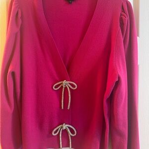 Express Fuchsia Cardigan with Silver Bow Details